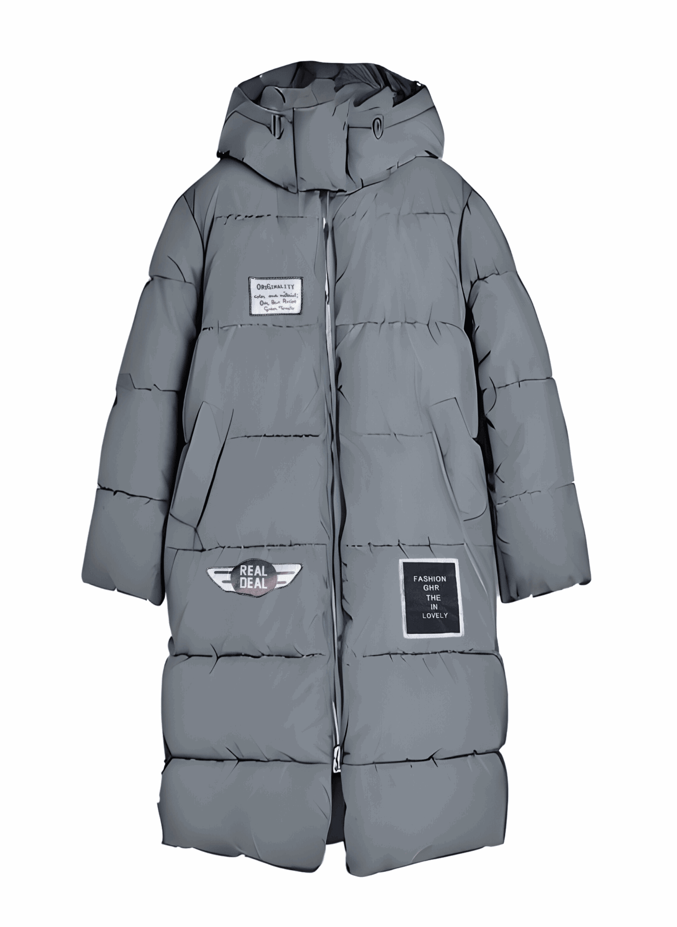 Grey Long Padded Jacket